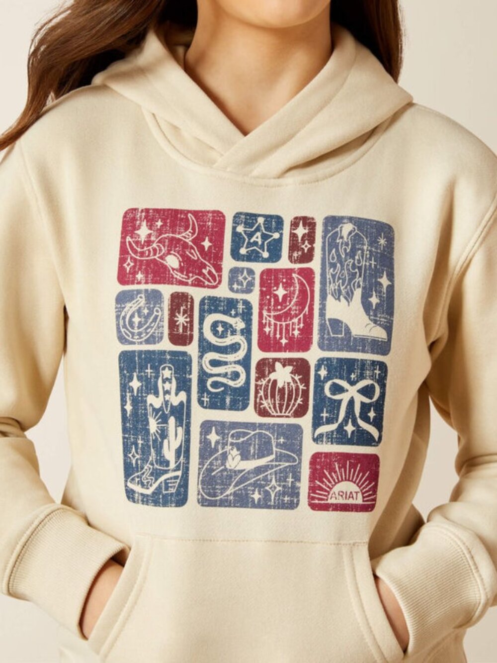 Ariat Youth Girls' Western Blocks Pullover Hoodie  | NWT
